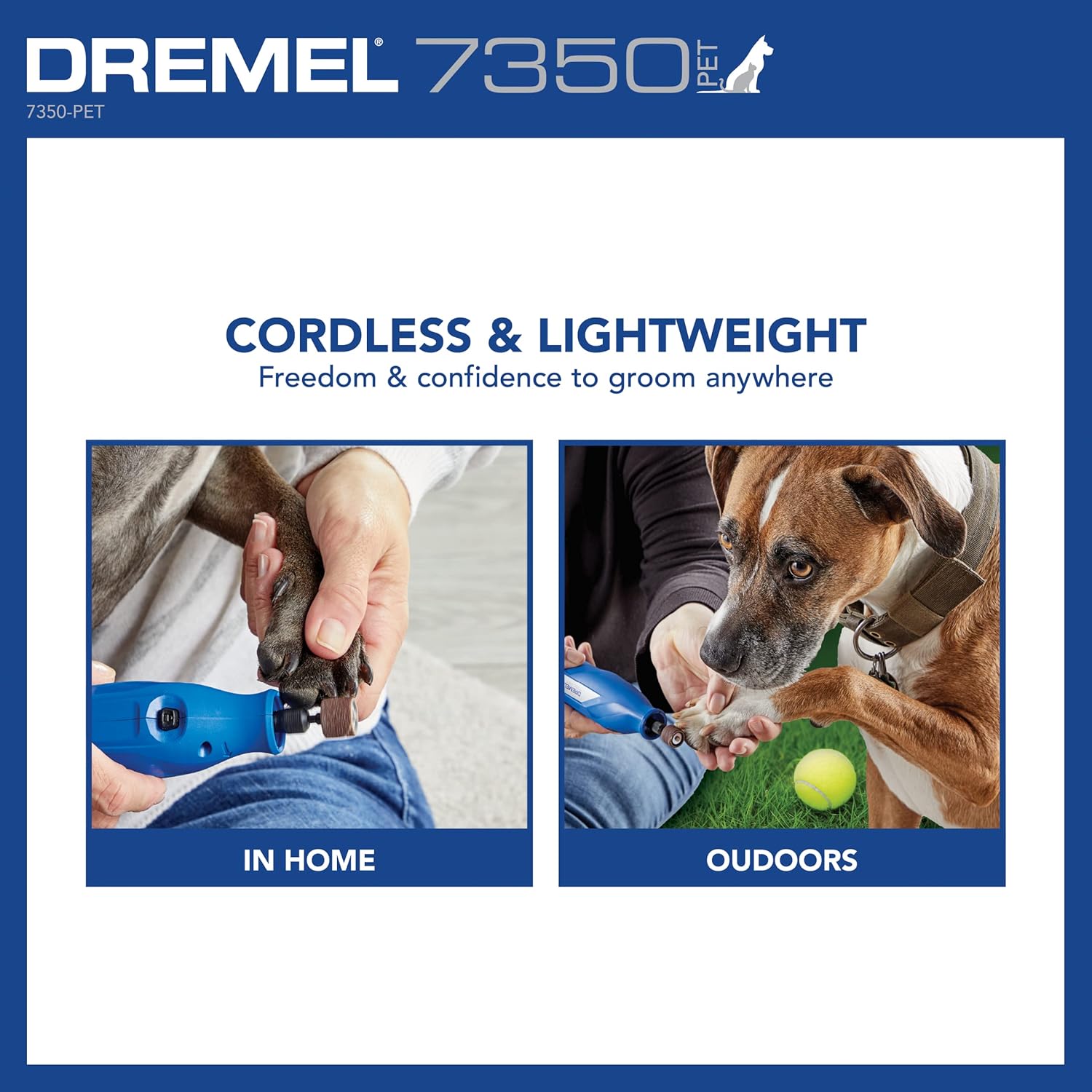 Dremel 7350-PET 4V Pet & Dog Nail Grinder, Easy-to-Use & Safe Nail Trimmer, Professional Pet Grooming Kit - Works on Large, Medium, Small Dogs & Cats - PuriLite