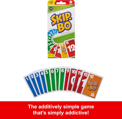 Mattel Games Skip-Bo Card Game for Kid, Adult & Family Nights, Color Blind Accessible Deck for 2 to 6 Players Ages 7+ - PuriLite