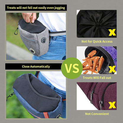 wefenad Large Capacity Dog Snack Bag Dog Treat Pouch Dog Training Pouch Bag with Adjustable Waistband Pet Training Pocket Bag dH - PuriLite