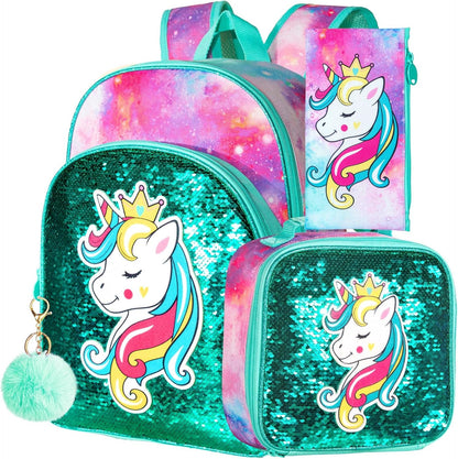 3pcs Backpack for Boys and Girls, 16” Kids Kindergarten Bookbag with Lunch Box, Cute Elementary Backpacks for Boy Girl - PuriLite