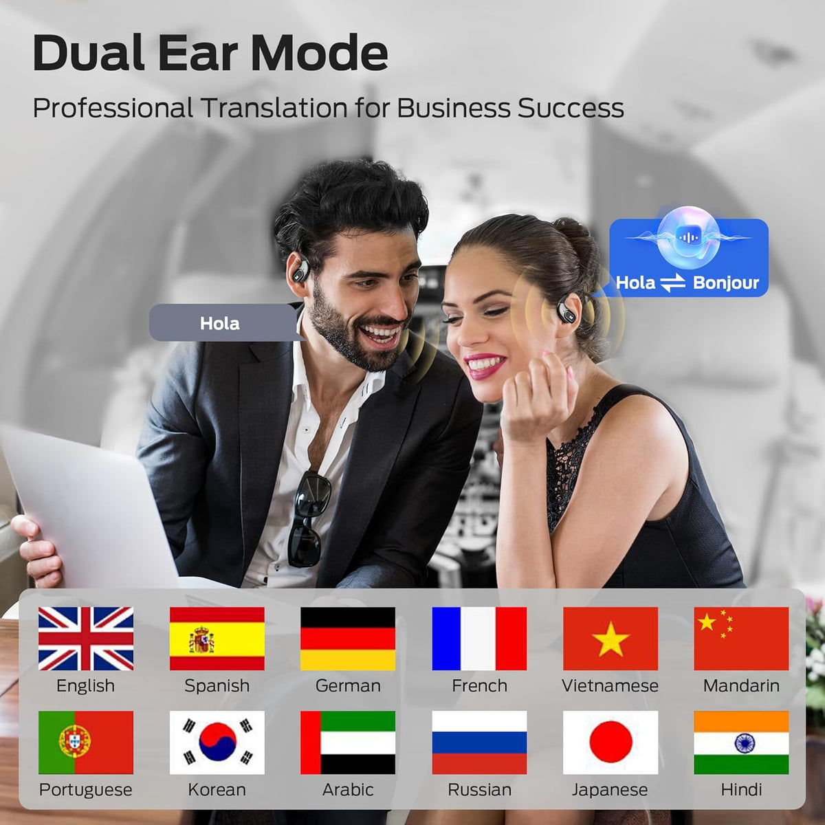 Monster AI Translation Earbuds AC330, 3-in-1 Translator Earbuds Bluetooth 6.0, Wireless Open Ear Headphones with 115 Languages Real-Time Translation, Stylish Rotating Case with Lanyard, Black - PuriLite