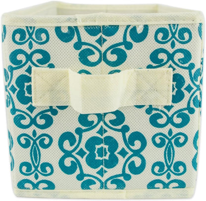 DII Foldable Fabric Storage Containers for Nurseries, Offices, Closets, Home Decor, Cube Organizers & Everyday Storage Needs, (Large - 11 x 11 x 11) Scroll Nautical Blue - Set of 2 - PuriLite