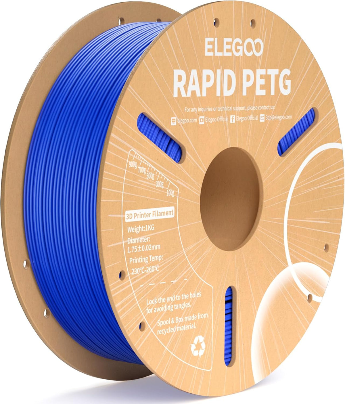 ELEGOO Rapid PETG Filament 1.75mm Black 1KG, 3D Printer Filament Max 600 mm/s High Speed Printing, Dimensional Accuracy +/- 0.02 mm Fit Most FDM Printer 1kg Cardboard Spool - PuriLite