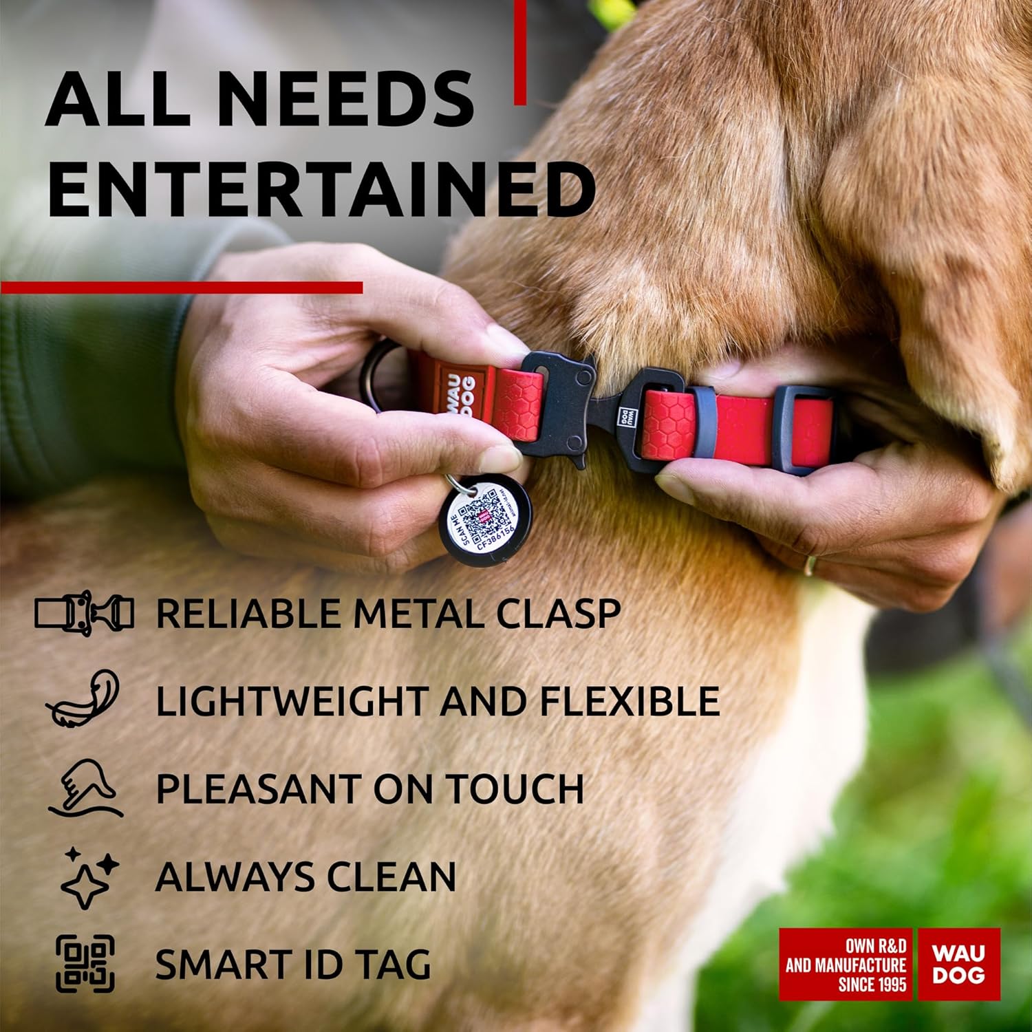 Waterproof Dog Collar - Adjustable Glow Dog Collar for Large Dogs, Small and Medium Dogs - Heavy Duty Dog Collars with Durable Metal Clasp and QR Dog Tag - Glow in The Dark Dog Collars - PuriLite