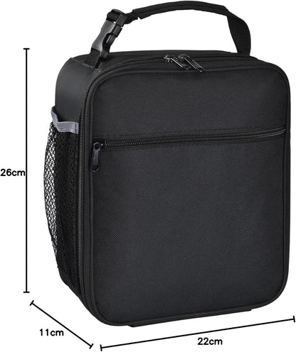 Insulated Lunch Bag, Leakproof Portable Lunch Box for Women Men Boys Girls, Large Capacity Cooler Bag with Handle and Bottle Pocket for Office School Camping Hiking Outdoor Beach Picnic (Black) - PuriLite