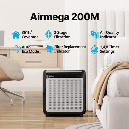 Coway Airmega AP-1512HH True HEPA Air Purifier with Air Quality Monitoring, Auto Mode, Timer, Filter Indicator, Eco Mode - PuriLite