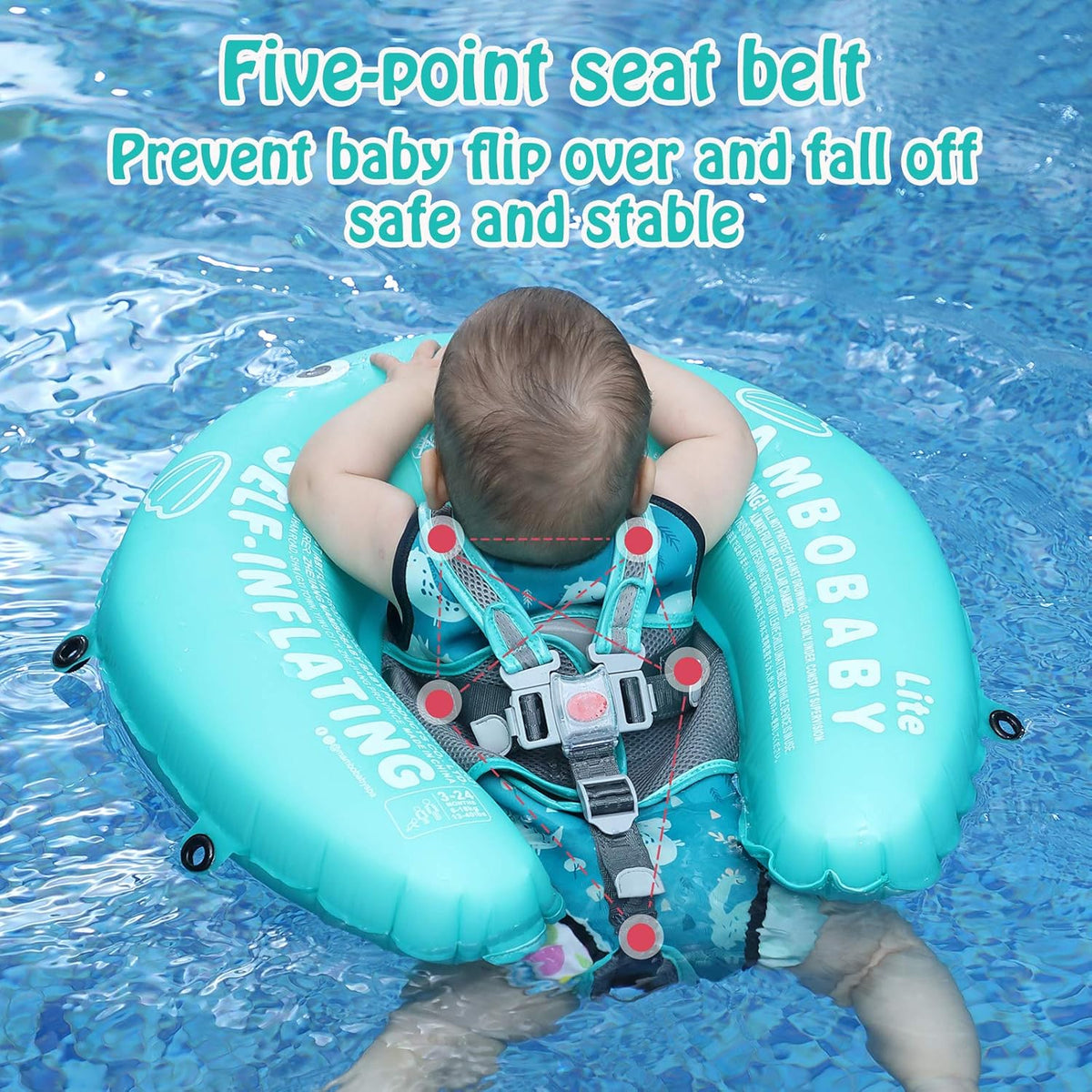 Mambobaby Baby Swim Float with Canopy, Non-Inflatable Solid Baby Float, Upgrade Soft Skin-Friendly Material Infant Swim Float - PuriLite
