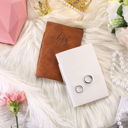 2 Pcs Wedding Vow Books His and Hers Vow Books Vow Notebook for Wedding Vows Journal Wedding Day Officiant Book 5.9 x 3.9 Inch, Bridal Shower Gifts, Wedding Keepsake, 50 Pages/Pcs (White, Brown) - PuriLite