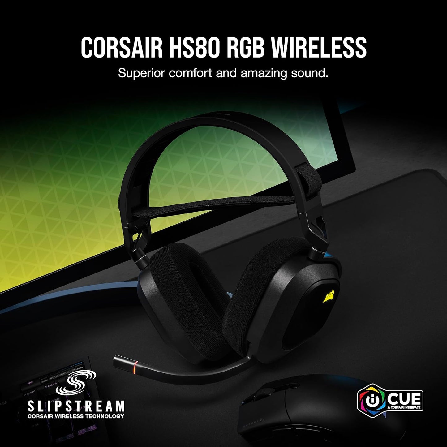 Corsair HS80 RGB USB Premium Gaming Headset with Dolby Audio 7.1 Surround Sound (Broadcast-Grade Omni-Directional Microphone, Memory Foam Earpads, High-Fidelity Sound, Durable Construction) Carbon - PuriLite
