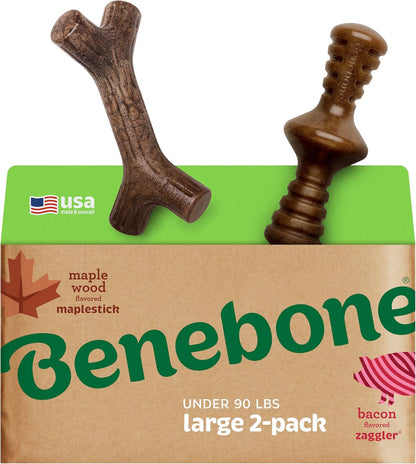 Benebone 4-Pack Durable Dog Chew Toys for Aggressive Chewers, Real Flavors, Made in USA, Medium - PuriLite