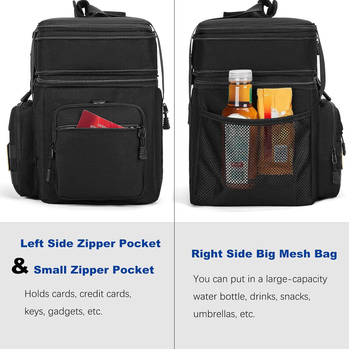 Tactical Lunch Bag for Men, Large Leakproof Insulated Lunch Box, Lunch Cooler Bag with Shoulder Strap, Lunch Pail for Adults Work Outdoor Picnic Trips, Black Camo - PuriLite