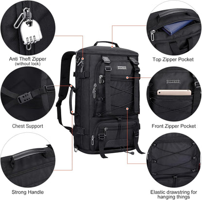WITZMAN Travel Backpack for Men Large Carry on Backpack Convertible 3 in 1 Bags with Shoe Compartment Fit 17 Inch Laptop(B689 Silvery Grey) - PuriLite