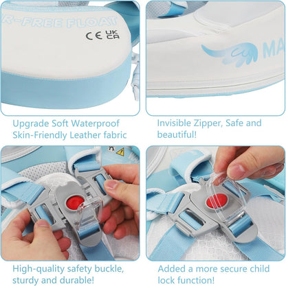 Mambobaby Baby Swim Float with Canopy, Non-Inflatable Solid Baby Float, Upgrade Soft Skin-Friendly Material Infant Swim Float - PuriLite