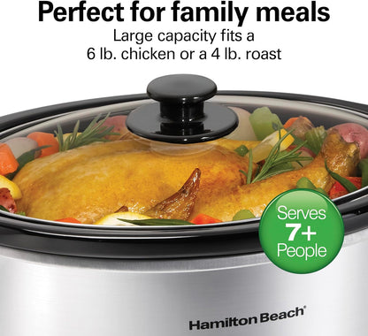 Hamilton Beach Programmable Slow Cooker, 6 Quart Capacity, Silver, 33463 - PuriLite