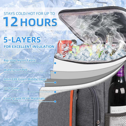 Bagtopia Camping Cooler Backpack 25 Cans, Leak Proof Insulated Thermal Bag, Beach Travel Picnic Lunch Backpack for Men Women - PuriLite
