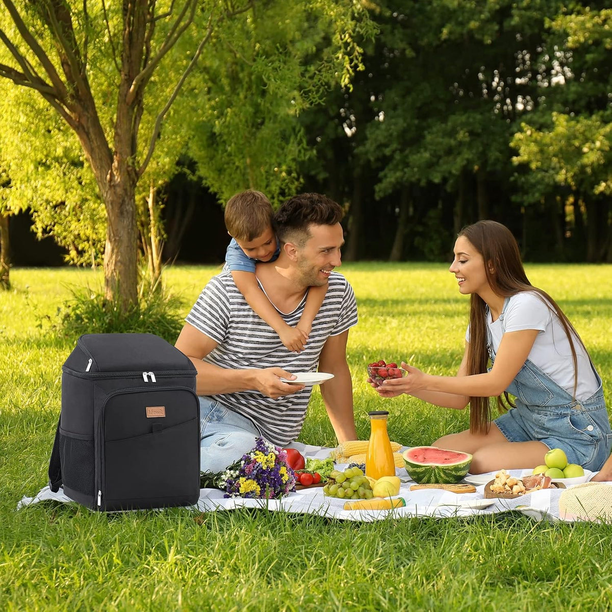 Lifewit 26L 34-Can Insulated Cooler Backpack Cool Bag, Large Picnic Bag Leakproof Portable Fridge Soft Food Cooler Box for Men Women for Outdoor/Picnic/Beach/BBQ/Camping/Travel/Family - PuriLite