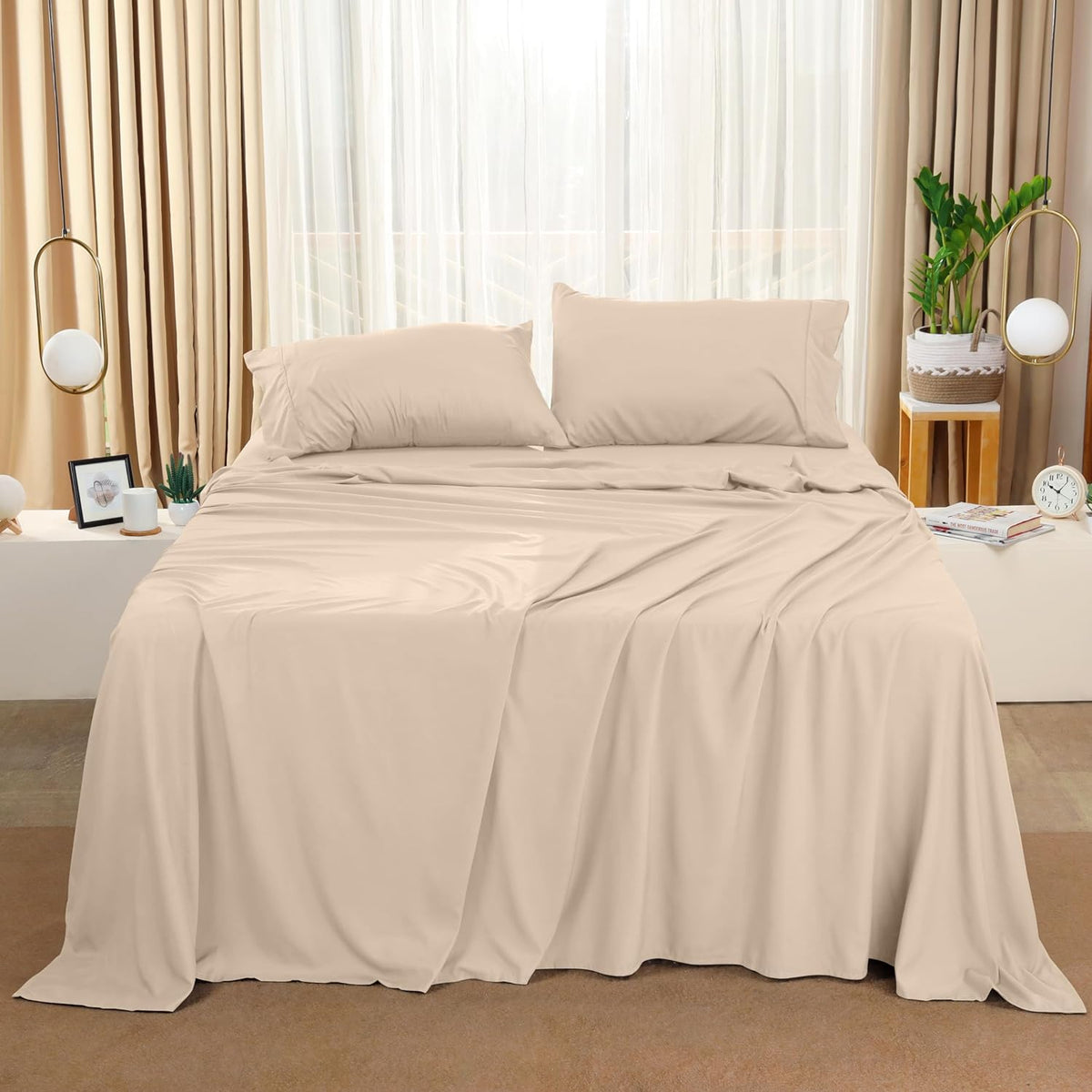 Utopia Bedding Queen Bed Sheet Set - 4 Piece Bedding - Soft Brushed Microfiber Fabric - Shrinkage & Fade Resistant - Easy Care (White) - PuriLite