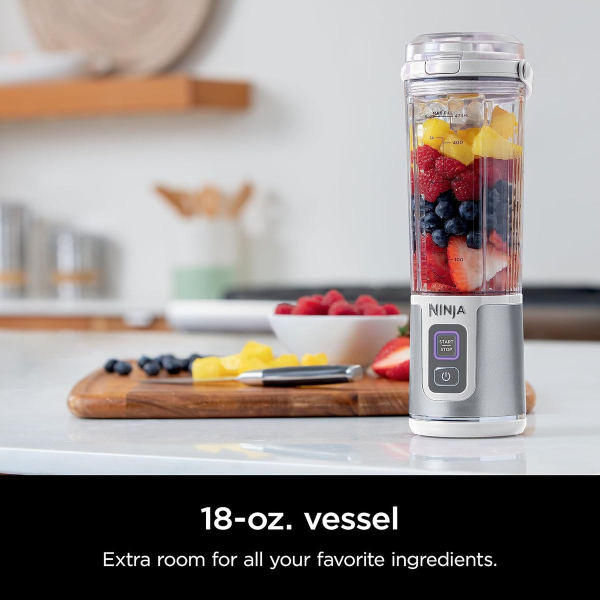 Ninja Blast Portable Blender, Cordless, 18oz. Vessel, Personal Blender for Shakes & Smoothies, BPA Free, Leakproof Lid, USB-C Rechargeable, Black, BC151BKC (Canadian Version) - PuriLite