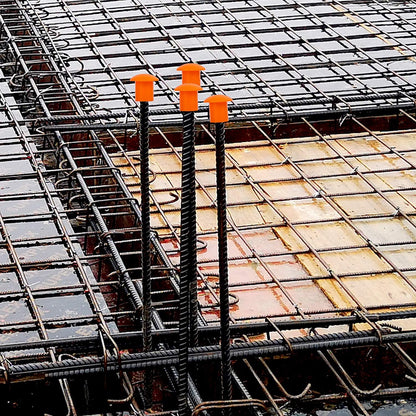 KEILEOHO 100 PCS Orange Plastic Mushroom Rebar Caps - Size #3-#7, 10M - 25M - PuriLite