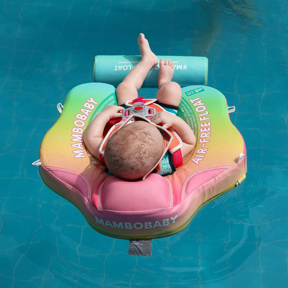 Mambobaby Baby Swim Float with Canopy, Non-Inflatable Solid Baby Float, Upgrade Soft Skin-Friendly Material Infant Swim Float - PuriLite