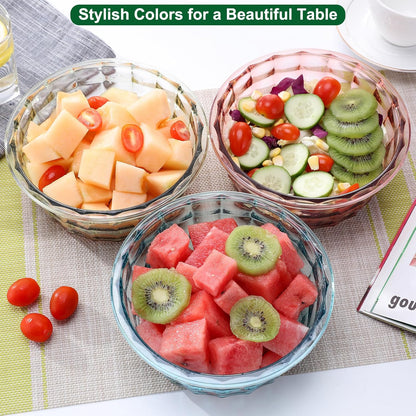 Taiuloo 3-Piece Salad Bowls with Lids & Handle, BPA Free Plastic Meal Prep Containers for Lunch, Kitchen Mixing & Serving Bowls for Salad, Snack, Fruit, Veggie, Blue - PuriLite