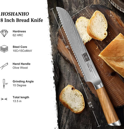 HOSHANHO Damascus Fillet Knife 7 Inch, Professional VG-10 Super Steel Boning Knife, Ultra Sharp Fish Knife with Ergonomic Handle - PuriLite