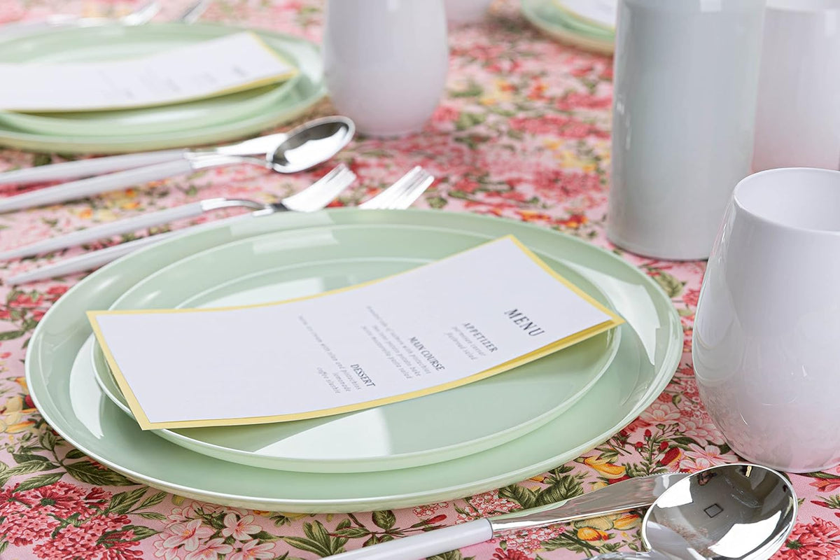 PLASTICPRO [30 Pack 10.7'' Christmass Green Plastic Party Plates Edge Collection Premium heavyweight Elegant Disposable Tableware Dishes - PuriLite