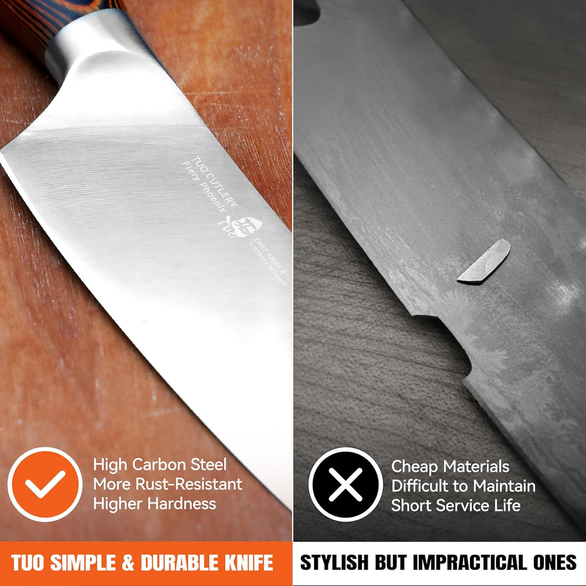 TUO Boning Knife - Razor Sharp Fillet Knife - High Carbon German Stainless Steel Kitchen Cutlery - Pakkawood Handle - Luxurious Gift Box Included - 7 inch - Fiery Phoenix Series - PuriLite