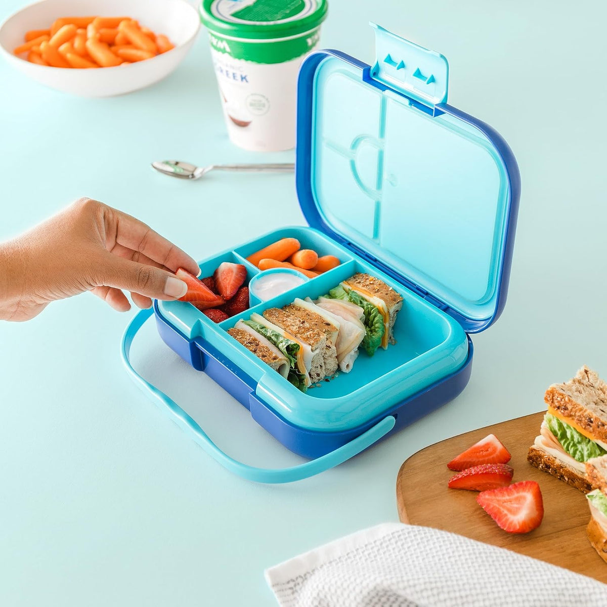 BOZ Kids Bento Lunch Box - 4 Compartment Kids Lunch Containers for Ages 3 to 7 - Leak Proof, Dishwasher Safe - PuriLite