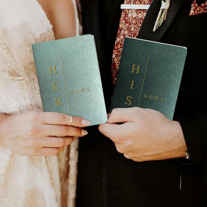 WeddingGiftsWedding Vow Books His and Hers Soft Touch Gold Foil Engraving Vow Books Wedding Essentials Wedding Accessories(TR-HH-Black) - PuriLite