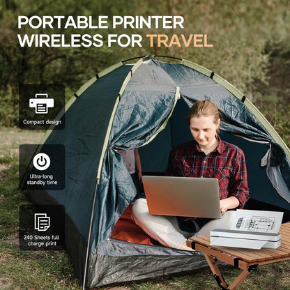 iDPRT Portable-Printer Wireless for Travel, 203DPI Inkless-Small-Thermal-Printer for Home Use, Office, Vehicles, Mobile Bluetooth Printer Supports 8.5" x 11" US Letter&A4&A5, for Smartphone & PC - PuriLite