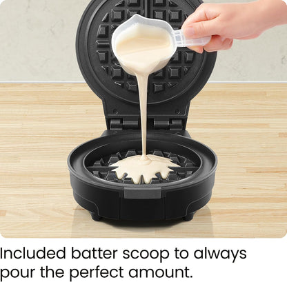 Chefman Anti-Overflow Belgian Waffle Maker w/ Shade Selector, Temperature Control, Mess Free Moat, Round Iron w/ Nonstick Plates & Cool Touch Handle, Measuring Cup Included, Red - PuriLite