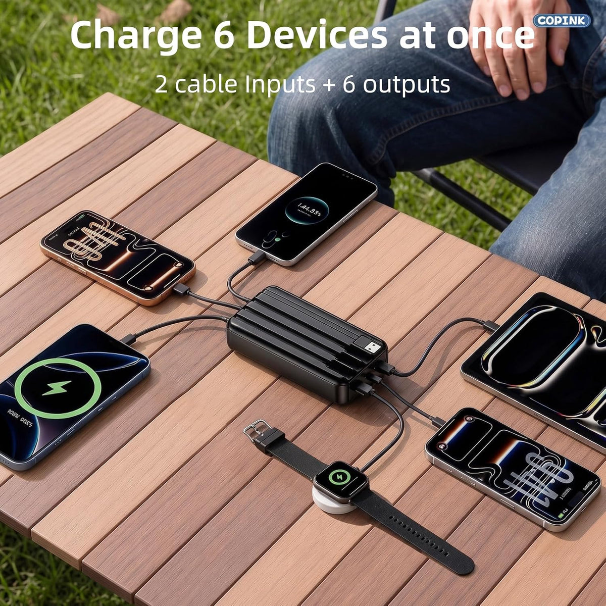 50000mAh Power Bank, 95W Fast-Charging Portable Charger, 4 Built-in Cables