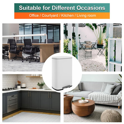 13 Gallon/50 L Garbage Can Kitchen Trash Can with Lid for Office Bedroom Bathroom Step Trash Bin Fingerprint-Proof Brushed Stainless Steel - PuriLite