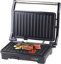 Panini Press Grill and Sandwich Maker 180 Degree Open Ceramic Plates Stainless Steel Finish - PuriLite