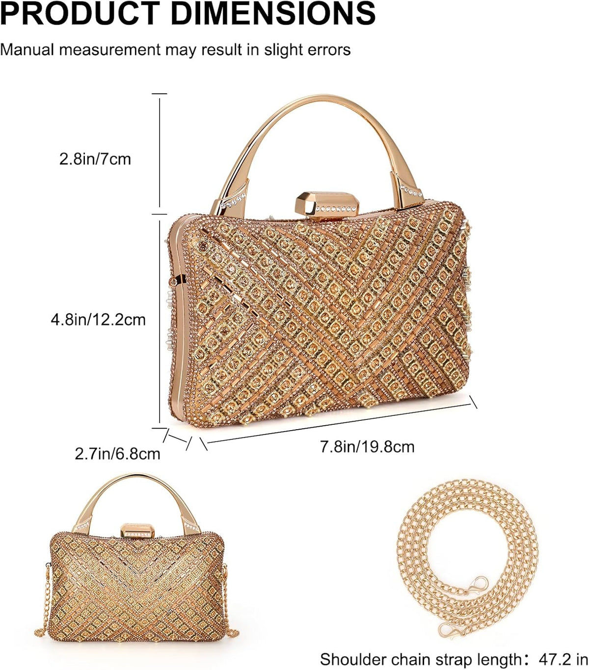 Elsblossion Clutch Purses for Women, Formal Evening Bag, Sparkly Rhinestone Purse for Party, Prom, Wedding - PuriLite