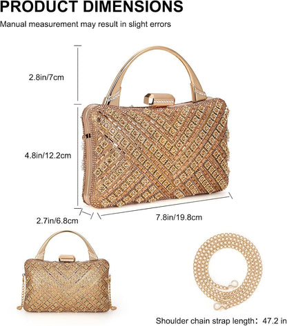 Elsblossion Clutch Purses for Women, Formal Evening Bag, Sparkly Rhinestone Purse for Party, Prom, Wedding - PuriLite