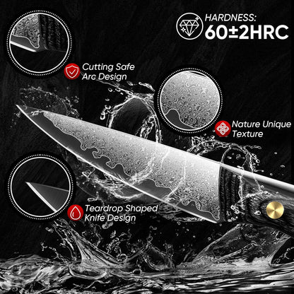 Purple Dragon Damascus Fish Fillet Knife - 7 inch Flexible Boning Knife with VG10 Core, Kitchen Slicing Knife with Full Tang Handle, Birthday Dad Mom Gift - PuriLite