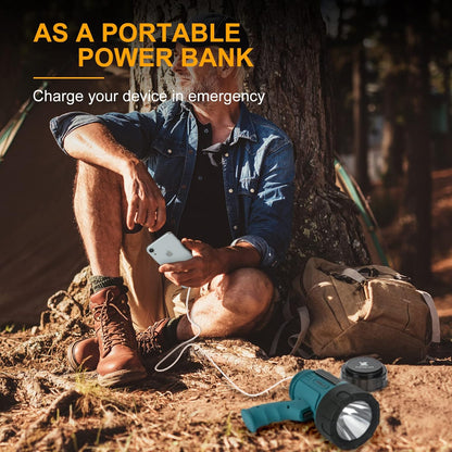 YIERBLUE Rechargeable Spotlight Flashlight with Super High Lumen LED, IP67 Waterproof Long Running Spot Light searchlight, Impact Resistant Handheld Spotlight with Foldable Stand Red Lens - PuriLite