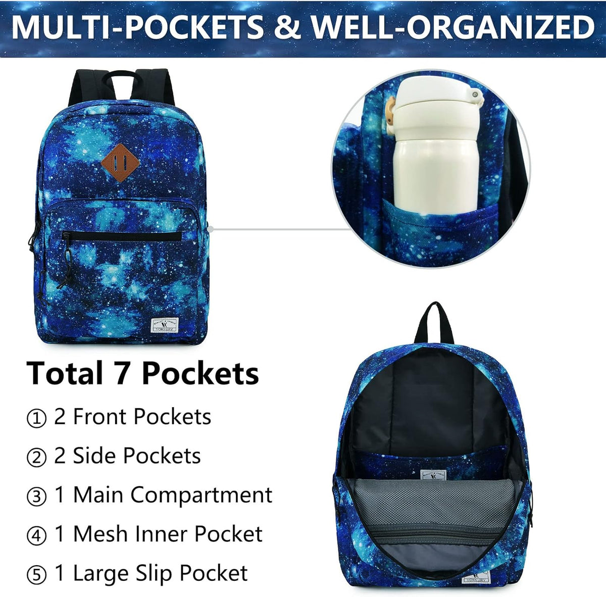 School Backpack for Kids,Lightweight Water Resistant Work Travel Backpack for Women Men Teens VONXURY - PuriLite