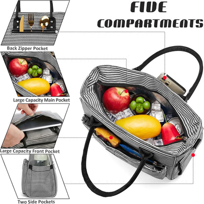 Lunch Bag for Women, Insulated Lunch Box for Work, Large Leakproof Cooler Purse with Side Pockets & Removable Shoulder Strap Women's Lunch Tote Bag for Picnic Work Beach Cute Lunch Bags (Heart) - PuriLite