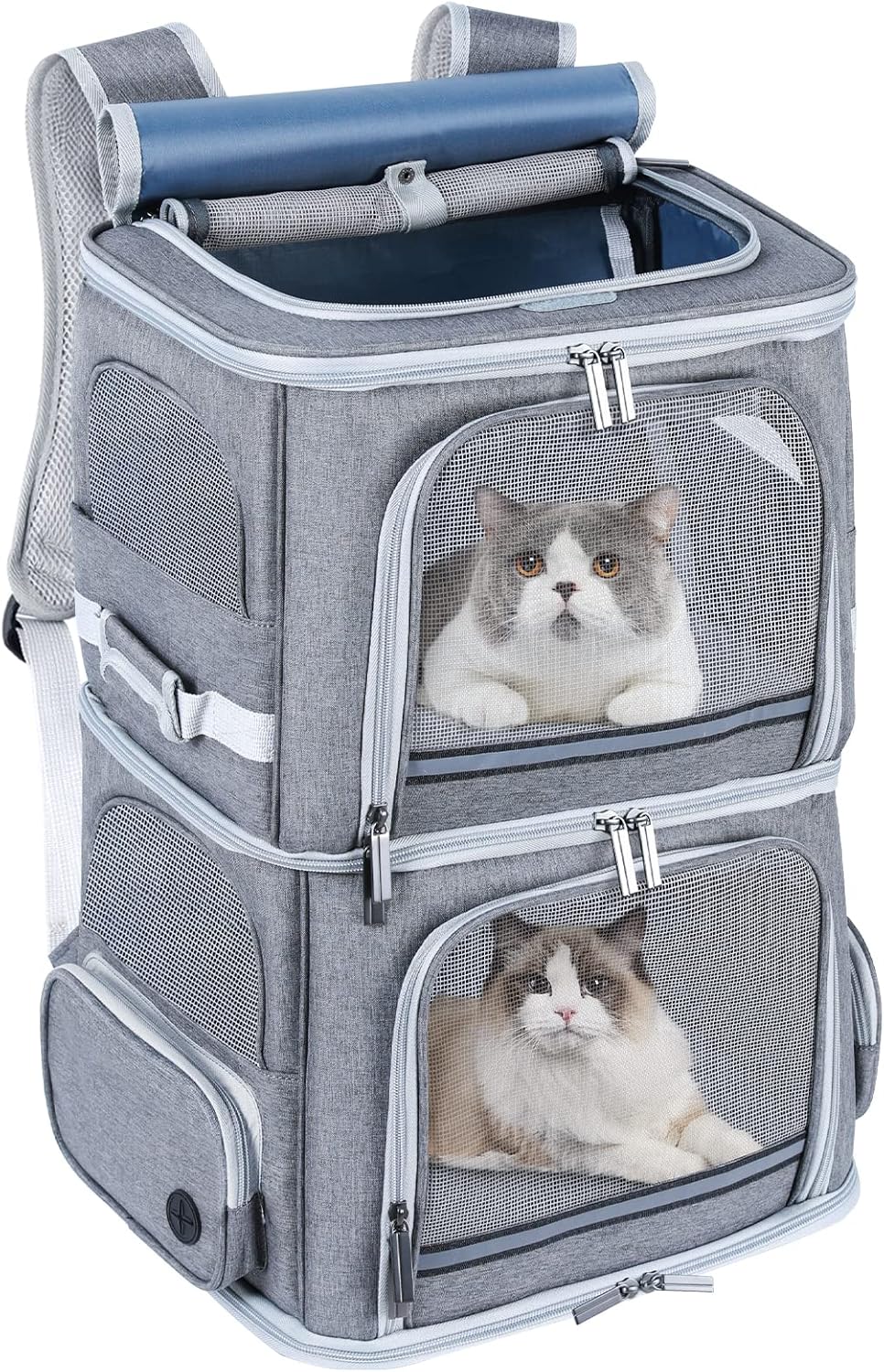 Double Cat Carrier for 2 Cats,Dog Backpack Carrier for Medium Dogs,Double Compartment Pet Carrier Backpack for Dual Pets,for Outdoor Traveling/Stroll and Picnic - PuriLite