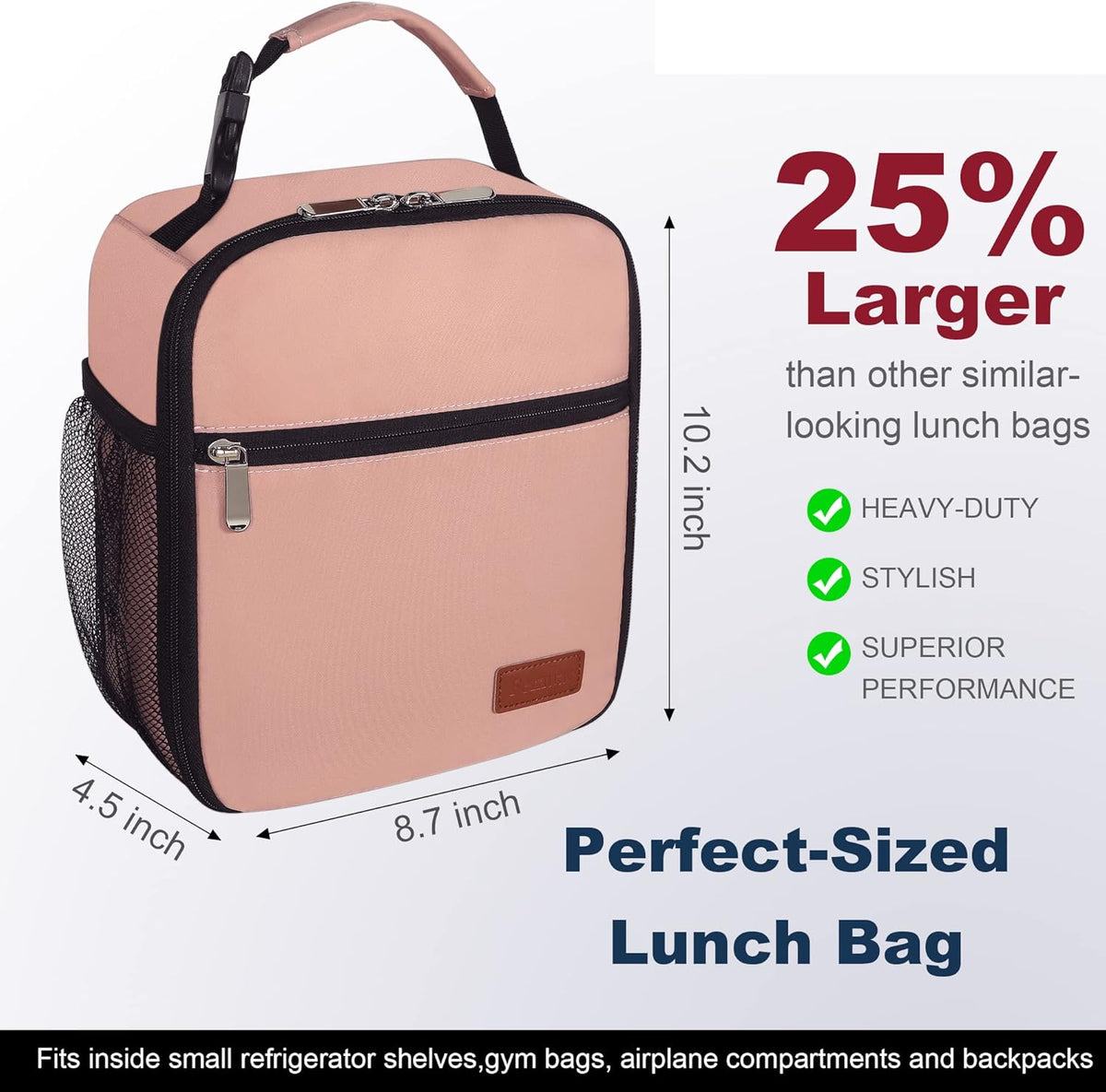 Lunch Box for Men Women Adults Small Lunch Bag for Office Work Picnic - Reusable Portable Lunchbox, Black - PuriLite