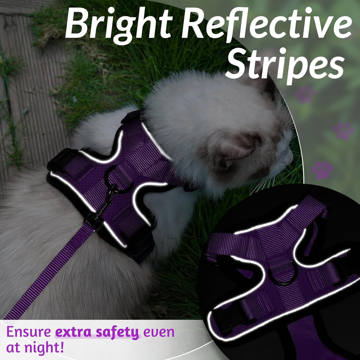 rabbitgoo Cat Harness and Leash for Walking, Escape Proof Soft Adjustable Vest Harnesses for Small Medium Cats, Easy Control Breathable Reflective Strips Jacket, XS, Black - PuriLite