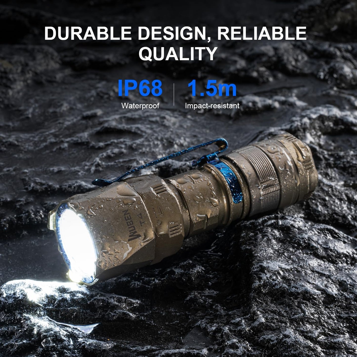 WUBEN T4 Flashlight Rechargeable, Mini Tactical Flashlight Military Grade 401M Long Throw, Small Flashlight with Tactical/Duty/Lock 3 Modes, EDC Flash Light for Police, Emergency and Daily Use - PuriLite