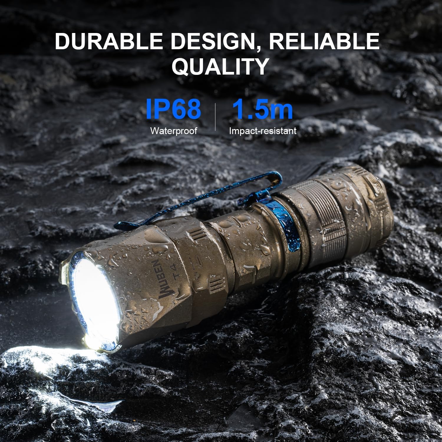 WUBEN T4 Flashlight Rechargeable, Mini Tactical Flashlight Military Grade 401M Long Throw, Small Flashlight with Tactical/Duty/Lock 3 Modes, EDC Flash Light for Police, Emergency and Daily Use - PuriLite