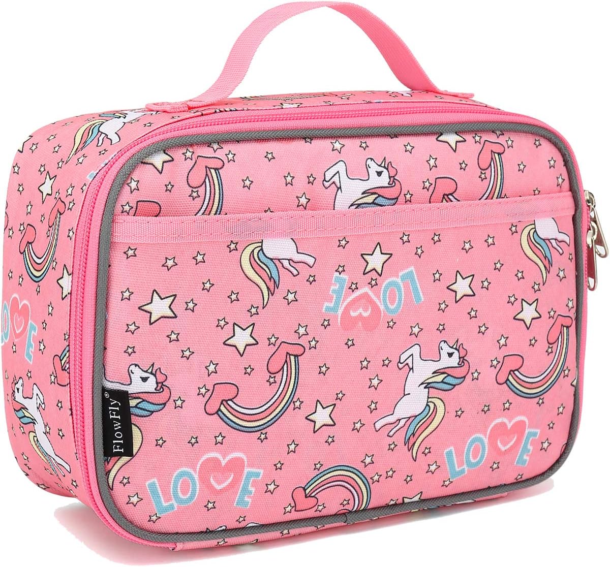 FlowFly Kids Lunch Box Insulated Soft Bag Mini Cooler Back to School Thermal Meal Tote Kit for Girls, Boys, Black - PuriLite