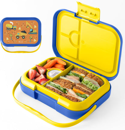 BOZ Kids Bento Lunch Box - 4 Compartment Kids Lunch Containers for Ages 3 to 7 - Leak Proof, Dishwasher Safe - PuriLite