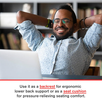 ObusForme Sit-Back Cushion – Seat Cushion and Posture Support, Contoured Ergonomic Design for Soothing Relief, Memory Foam Lumbar Support Pillow for Office Chairs and More - PuriLite