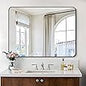 Keonjinn 42 x 36 Brushed Nickel Bathroom Vanity Mirror, Large Rounded Rectangle Bathroom Mirrors for over Sink, Metal Framed Silver Mirror for Wall, Shatterproof HD Tempered Glass(Horizontal/Vertical) - PuriLite